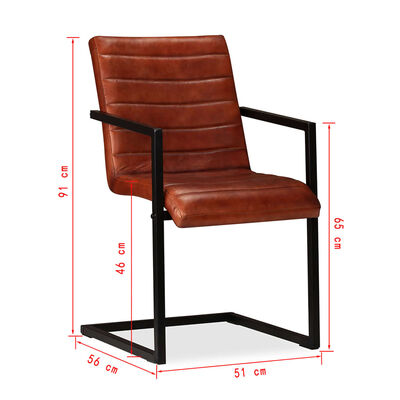 vidaXL Jedálenské stoličky 2 ks hnedé pravá koža