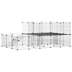vidaXL 44-panelov&aacute; klietka pre dom&aacute;ce zvierat&aacute; čierna 175x105x70 cm oceľ