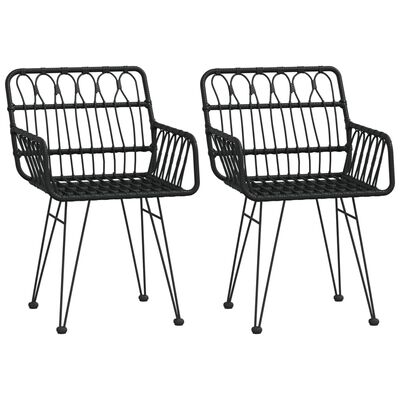 vidaXL Záhradné stoličky 2 ks s opierkami čierne 56x64x80 cm PE Rattan