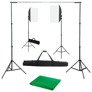 vidaXL Sada do foto&scaron;t&uacute;dia so softbox svetlami a pozad&iacute;m