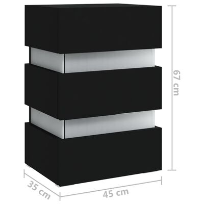 vidaXL Nočný stolík s LED, čierny 45x35x67 cm, kompozitné drevo