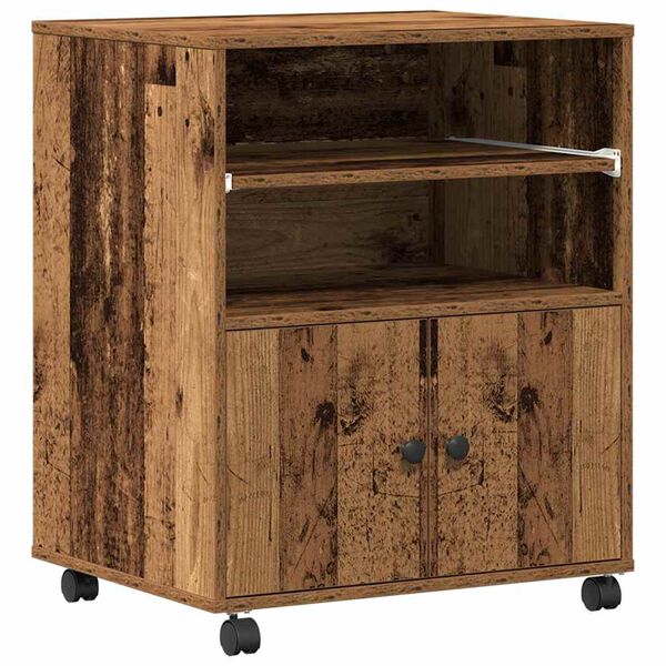 vidaXL Stojan na tlačiareň s úložiskom Staré drevo 60 x 48 x 74 cm