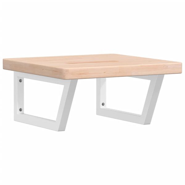 vidaXL Polica pod umývadlo, nástenná, oceľ a dubový masív