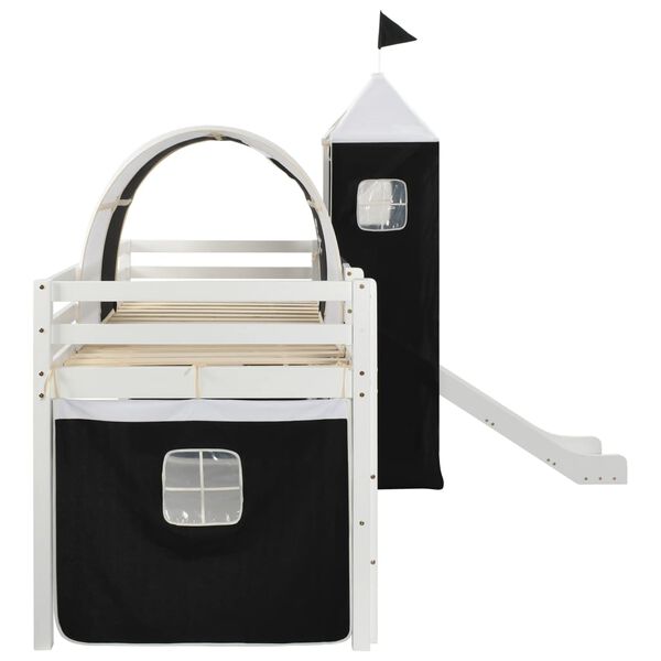 vidaXL Detská poschodová posteľ šmykľavka a rebrík borovica 97x208 cm