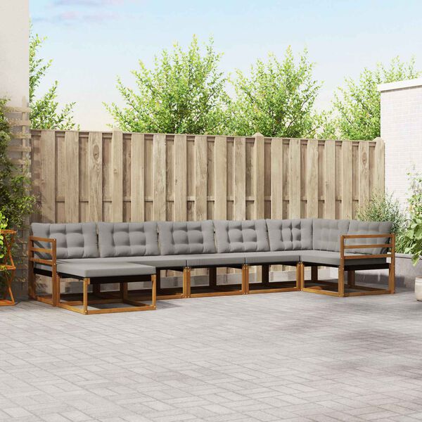 vidaXL Z&aacute;hradn&aacute; s&uacute;prava gaučov s vank&uacute;&scaron;om 7 pcs Pr&iacute;rodn&aacute; a svetlosiv&aacute;