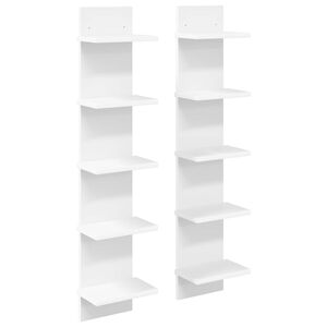 vidaXL Stenn&aacute; polica 2 ks Biela 22 x 15 x 100 cm Kompozitn&eacute; drevo