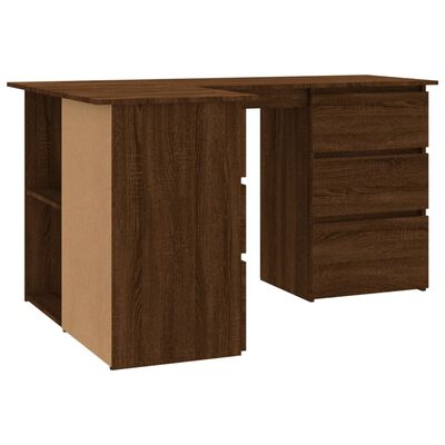 vidaXL Rohový stôl hnedý dub 145x100x76 cm spracované drevo