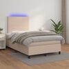 vidaXL Boxspring posteľ+matrac a LED, kapučínová 120x190cm, umelá koža