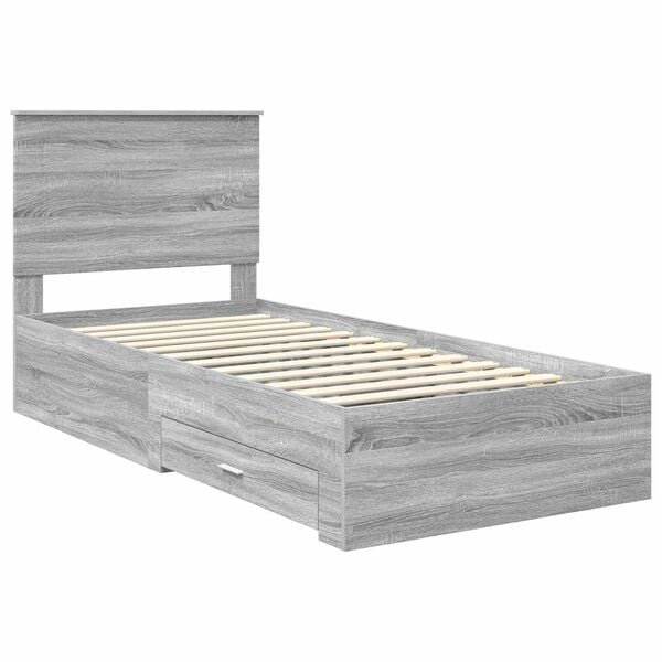 vidaXL R&aacute;m postele Siv&yacute; Sonoma a striebro 75 x 190 cm Kompozitn&eacute; drevo