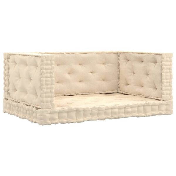 vidaXL Podlahov&eacute; podložky na paletov&yacute; n&aacute;bytok 4 ks b&eacute;žov&eacute; bavlna