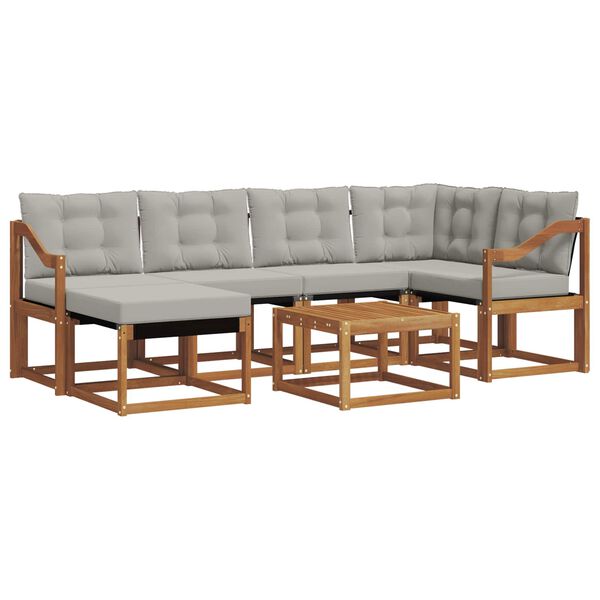 vidaXL Z&aacute;hradn&aacute; s&uacute;prava gaučov s vank&uacute;&scaron;om 7 pcs Pr&iacute;rodn&aacute; a svetlosiv&aacute;