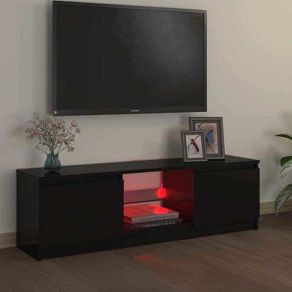 vidaXL TV skrinka s LED svetlami čierna 120x30x36 cm