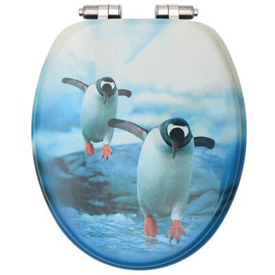 vidaXL WC sedadlá s poklopom s pomalým uzatváraním 2 ks MDF dizajn s tučniakmi