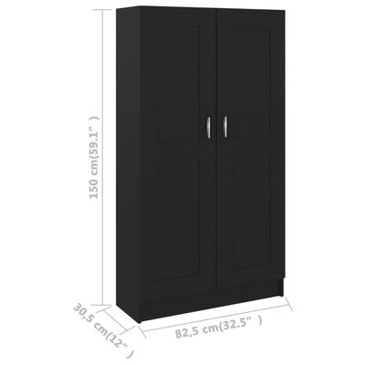 vidaXL Knižnica, čierna 82,5x30,5x150 cm, kompozitné drevo