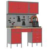 vidaXL Pracovn&aacute; skrinka 8 pcs Červen&aacute; Inžinierske drevo a oceľ