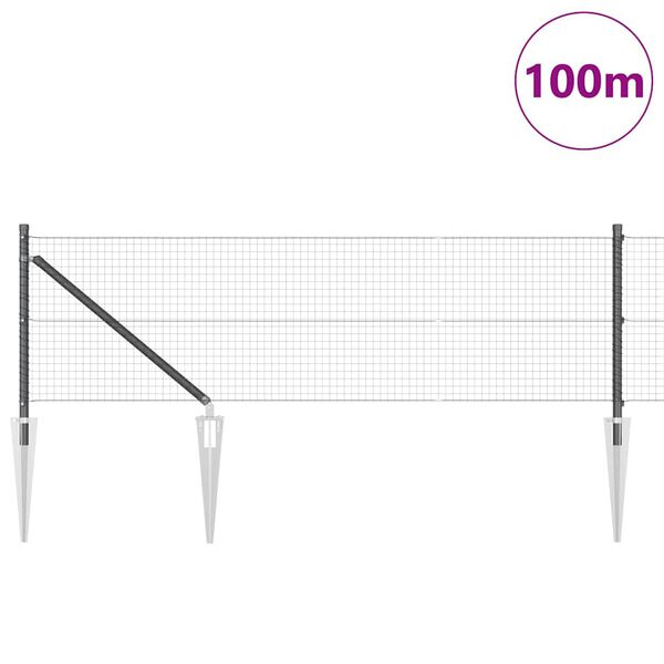 vidaXL Stĺp na plot. Siv&aacute; 100 x 0,6 m (mriežka 25 x 25 mm) Ocel a PVC