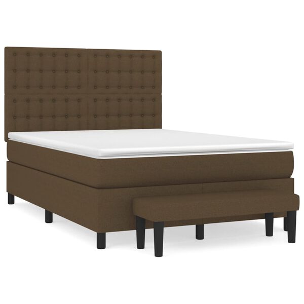 vidaXL Boxspring posteľ s matracom tmavohned&aacute; 140x190 cm l&aacute;tka