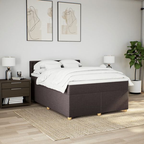vidaXL Boxspring posteľ s matracom tmavohned&aacute; 160x200 cm l&aacute;tka