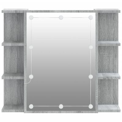vidaXL Zrkadlová skrinka s LED sivá sonoma 70x16,5x60 cm