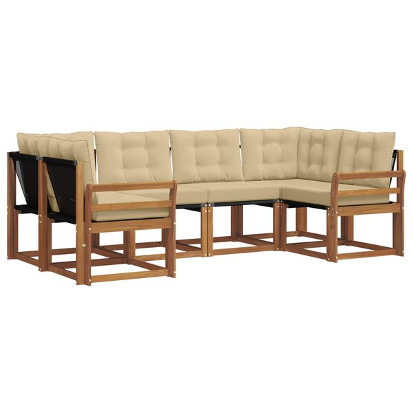 vidaXL Z&aacute;hradn&aacute; s&uacute;prava gaučov s vank&uacute;&scaron;om 6 pcs Pr&iacute;rodn&aacute; a b&eacute;žov&aacute;