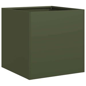 VidaXL kvetin&aacute;č Olive Green 40x40x40 cm Oceľ valcovan&aacute; za studena