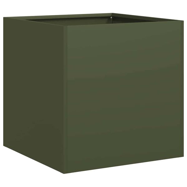 VidaXL kvetináč Olive Green 40x40x40 cm Oceľ valcovaná za studena