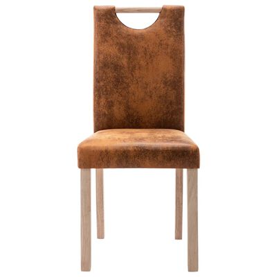 vidaXL Jedálenské stoličky 6 ks hnedé umelá semišová koža