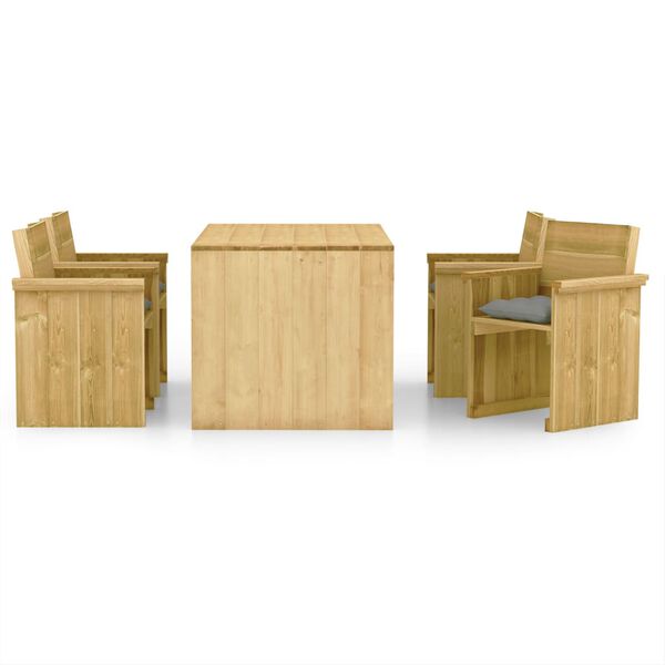 vidaXL 5-dielna z&aacute;hradn&aacute; jed&aacute;lensk&aacute; s&uacute;prava s podložkami, borovica