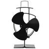 vidaXL Teplom poh&aacute;ňan&yacute; ventil&aacute;tor na krb s 3 lopatkami čierny