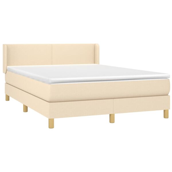 vidaXL Posteľn&yacute; r&aacute;m boxspring s matracom kr&eacute;mov&yacute; 140x200 cm l&aacute;tka
