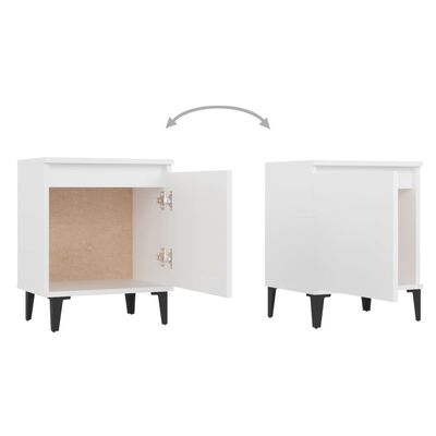 vidaXL Nočné stolíky, kovové nohy, biele 40x30x50 cm