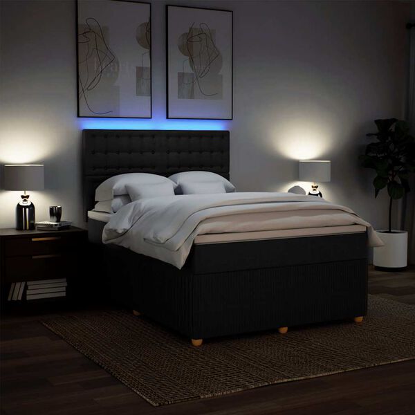 vidaXL Posteľn&yacute; r&aacute;m boxspring s matracom čierny 160x200 cm l&aacute;tka