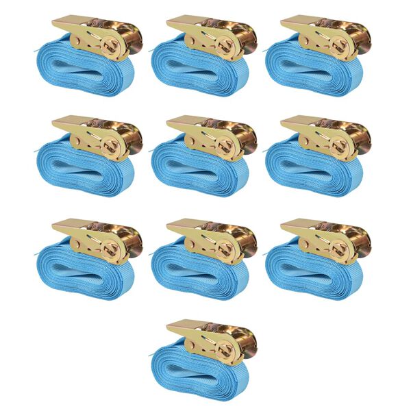 vidaXL Upínacie popruhy s račňou 10 ks, 0,8 tony, 4mx25mm, modré