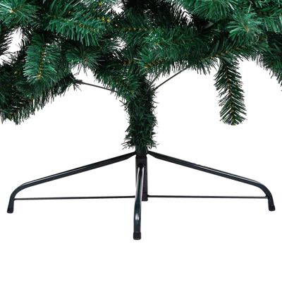 vidaXL Umelý polovičný vianočný stromček s LED a podstavcom zelený 180 cm PVC