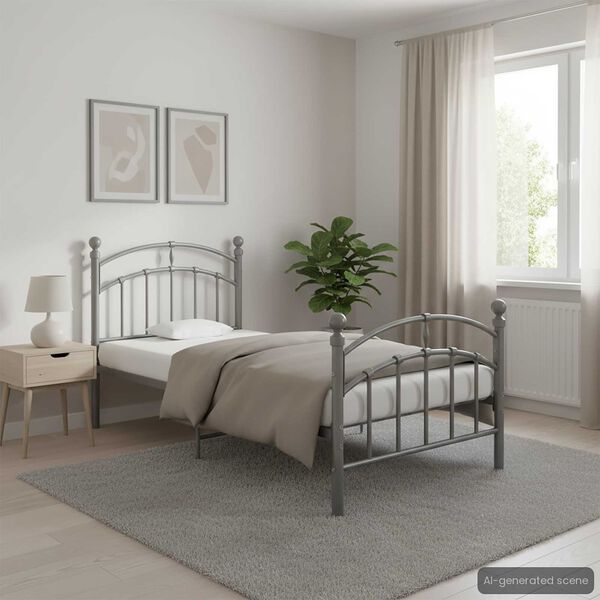 vidaXL Posteľný rám sivý kovový 100x200 cm