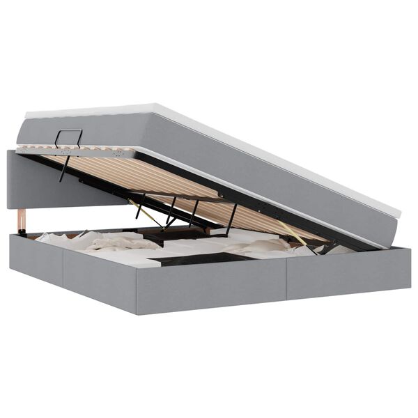 vidaXL Postel s &uacute;ložn&yacute;m prostorem a LED svetlom s LED Svetlosiv&aacute; l&aacute;tka