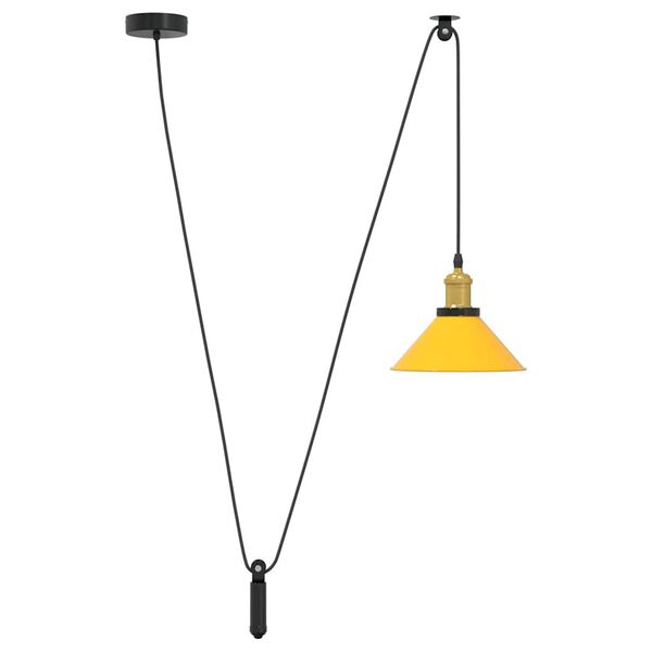 VidaXL Závesná lampa výškovo nastaviteľná E27 lesk žltá Ø 22 cm kov