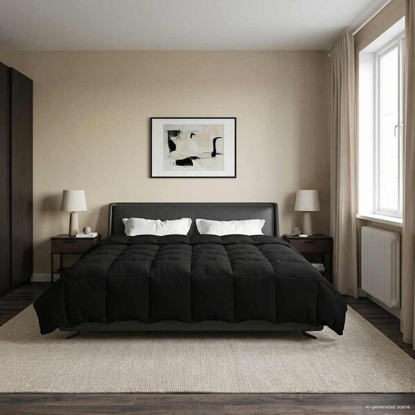 vidaXL Letn&aacute; prikr&yacute;vka &Scaron;nurovan&yacute; Čierny 220 x 240 cm Mikrovl&aacute;kno