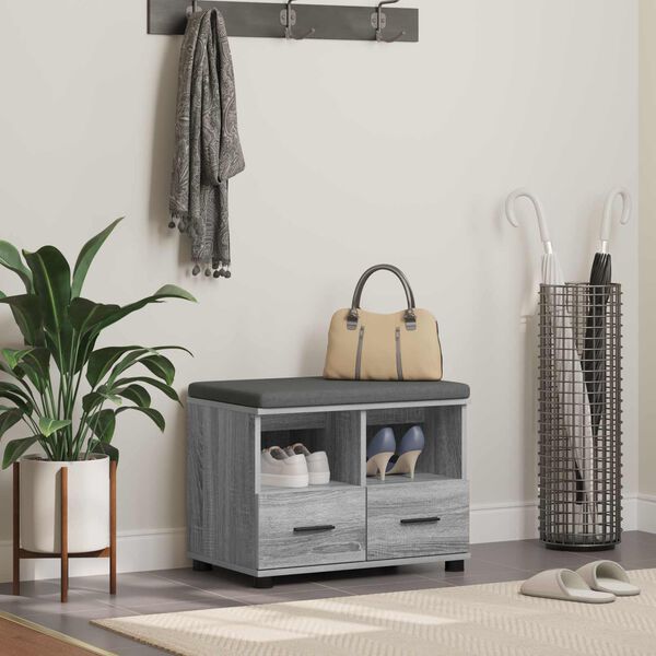 vidaXL Predsieňov&aacute; lavica s vank&uacute;&scaron;om Siv&yacute; Sonoma 60 x 38 x 46 cm