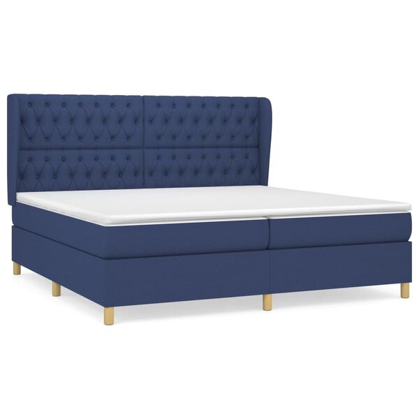 vidaXL Boxspring posteľ s matracom modr&aacute; 200x200 cm l&aacute;tka