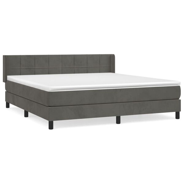 vidaXL Posteľn&yacute; r&aacute;m boxspring s matracom tmavosiv&yacute; 160x200 cm zamat