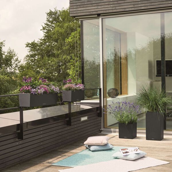 LECHUZA Kvetináč BALCONERA Stone 50 ALL-IN-ONE čierny