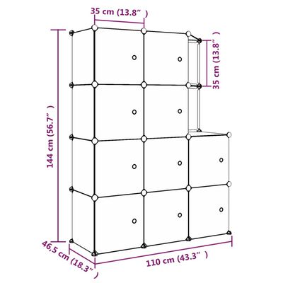 vidaXL Úložná skrinka v tvare kociek pre deti s 10 kockami čierna PP