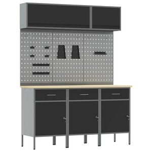 vidaXL Sada pracovn&yacute;ch skr&iacute;ň so z&aacute;suvkou s &uacute;ložiskom 8 pcs Čierna