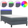 vidaXL Box Spring Posteľ s matracom a LED Tmavosiv&aacute; 100x220 cm Zamat