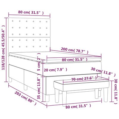 vidaXL Posteľný rám boxsping s matracom modrý 80x200 cm látka
