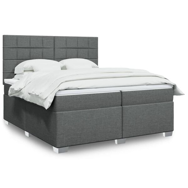 vidaXL Boxspring posteľ s matracom tmavosiv&aacute; 200x200 cm l&aacute;tka