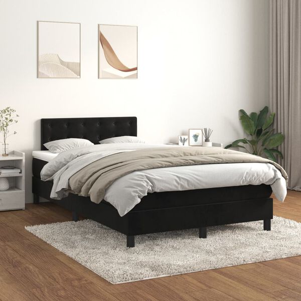 vidaXL Boxspring posteľ s matracom čierna 120x190 cm zamat