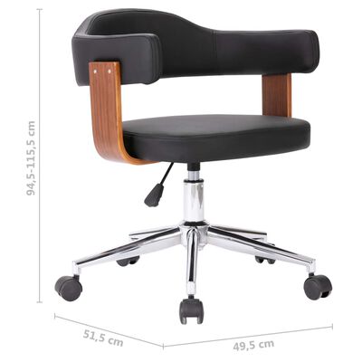 vidaXL Otočné jedálenské stoličky 6ks čierne ohýbané drevo a umelá koža