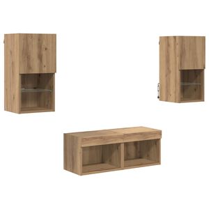 vidaXL TV Steny Skine N&aacute;stenn&yacute; 4 pcs Remeseln&yacute; dub Kompozitn&eacute; drevo